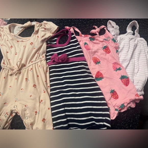 Old Navy Other - 🍓 Baby Girl Summer Romper Bundle 6-12M Old Navy H&M Strawberry 4pc *